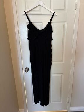American Eagle Outfitters Black Ruffle Wide Leg Jumpsuit